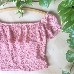 3/$25 FOREVER 21 Boho Ruffle Lace Off Shoulder M